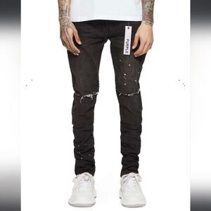 Purple Brand P001 Overspray Men's Button Fly Black Jeans NWT Size 36